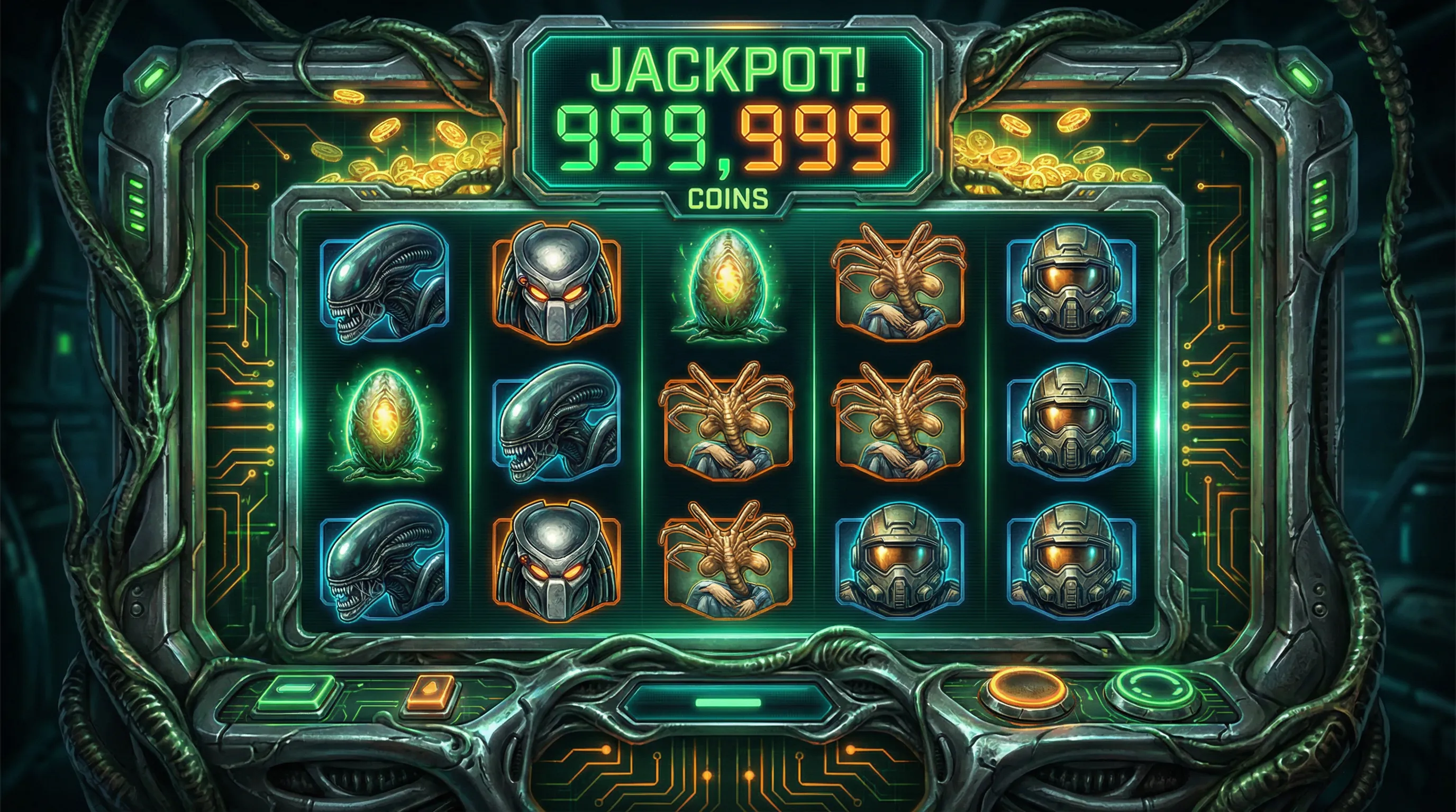 Caça-Níqueis Predador vs Alien - Máquinas de slot com símbolos de Xenomorfo e Predador